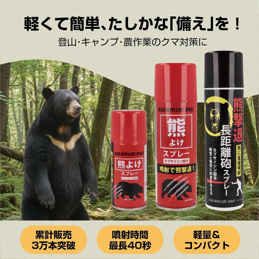 FUJIKON KM-180-1 Bear Repellent Spray, Long Range Cannon Spray, Direct Shot Type, 6.5 fl oz (180 ml), Long Distance Spraying, Approx. 15 Seconds, Approx. 16.4 - 19.4 ft (5 - 6 m), 2% Capsaicin, High