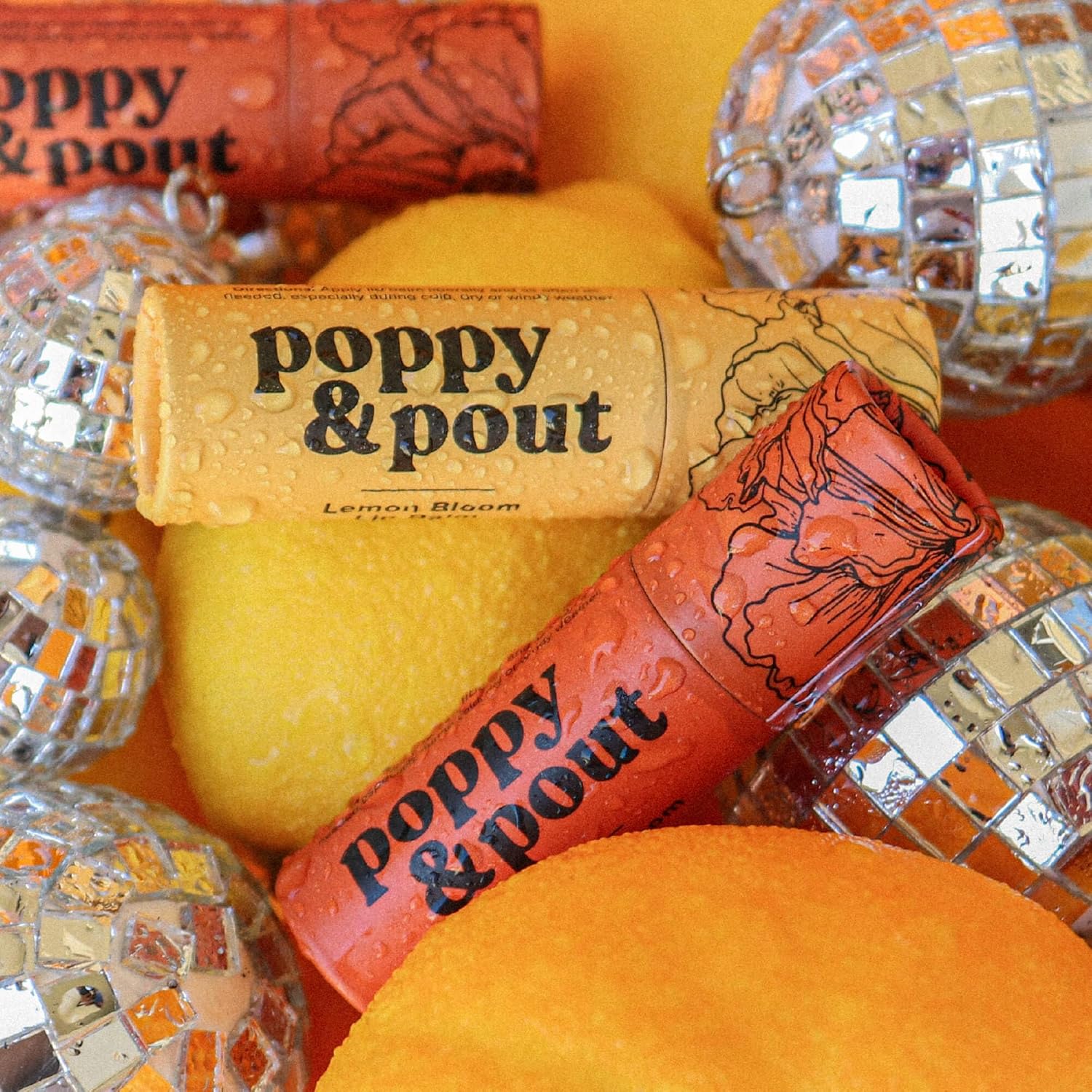Poppy & Pout Bálsamo labial totalmente natural, tubo de cartón de 0.3 onzas, relleno a mano, cera de abejas, vitamina E, aceite de coco orgánico, libre de crueldad (flor de limón)