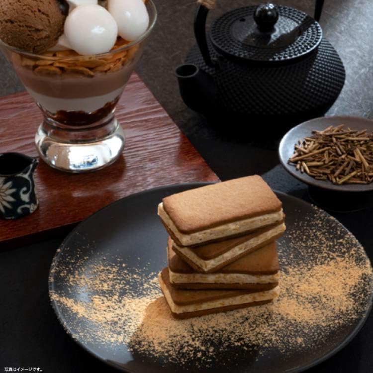 【Ishikawa Famous Sweets】Kaga Bōcha Sandwich Cookies 12-Piece Set - Kaga Hoji Tea and Kinako Japanese Parfait Sandwich Cookies from Ishikawa, Kanazawa, Souvenirs, Snacks, Gift, Individually Wrapped