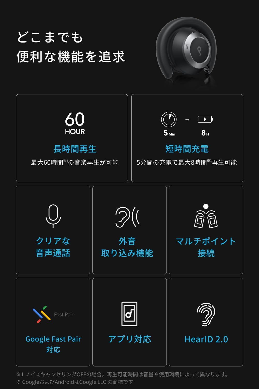 Anker Soundcore Space One Pro (Bluetooth 5.3 Wireless Headphone) [Up to 60 Hours of Music Playback / Ultra Noise Canceling 3.5 / LDAC / Hi-Res Compatible (Wireless/Wired) / Multi-Point Support