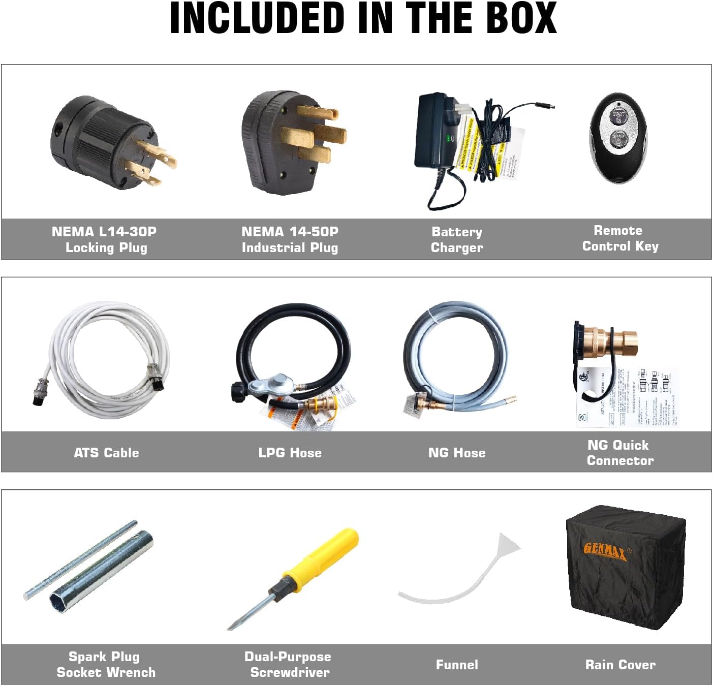 GENMAX GM10500iETC Tri-Fuel Inverter Generator, 10500 Watt, 458cc Tri-Fuel Gas, Propane, Natural Gas, Portable Generator, Ideal for Home Backup Power Supply, EPA & CARB Compliant, 50-State Approved