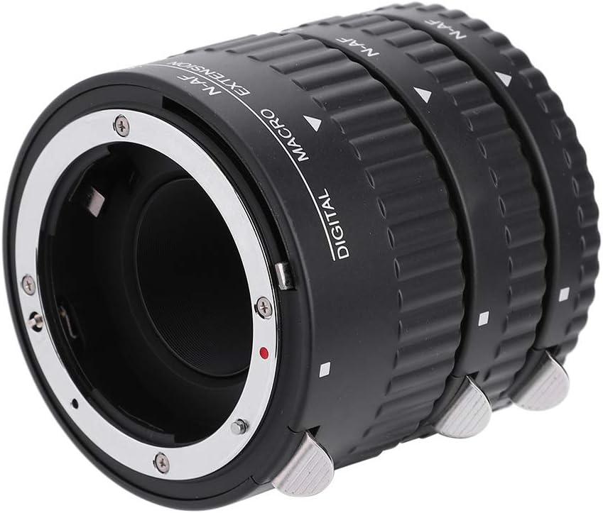 Macro Extension Lens Tube Metal Camera Lens Ring Auto Focus 12mm+20mm+36mm for Nikon F-Mount for DSLR Camera Durable No Effect for Close Range (MK-N-AF1-B)