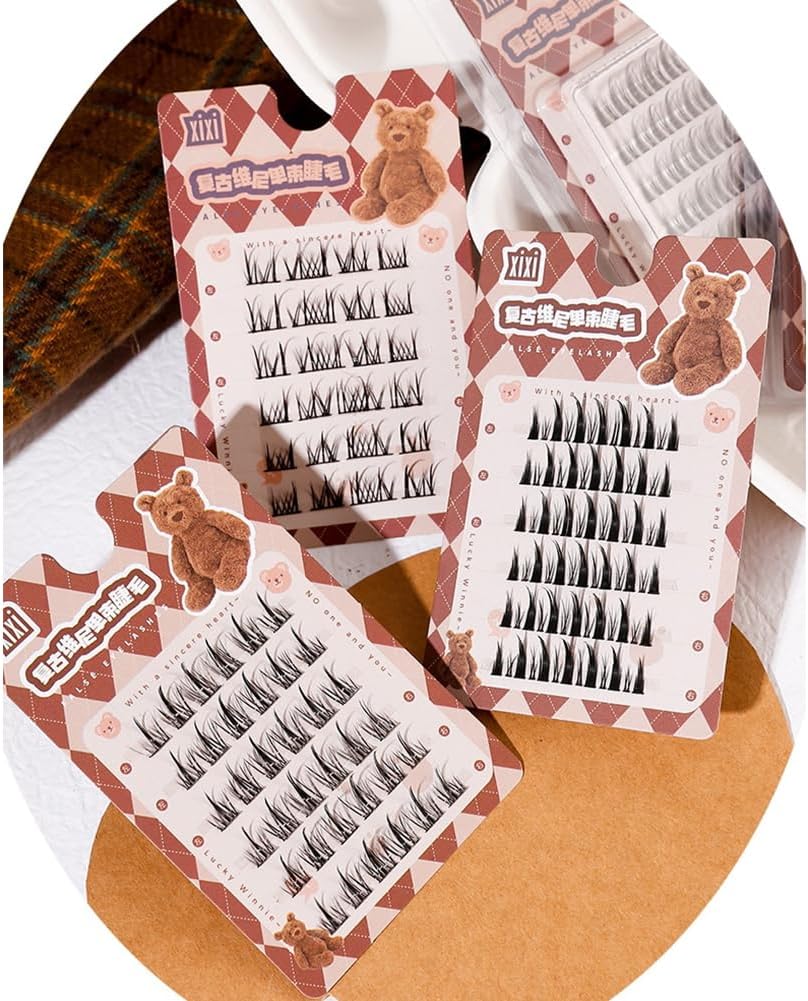 xixi SNS False Eyelashes Natural False Eyelashes Various Styles Luxury Fiber Soft Eye Shape Upper Eyelashes Cute Easy to Use Handmade Reusable(01# Thai Comic Style)