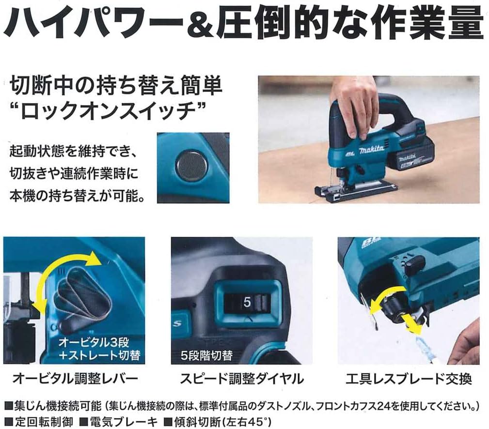 Makita Rechargeable Jigsaw JV184DZK, 18V Battery and Charger Sold Separately, Case Included