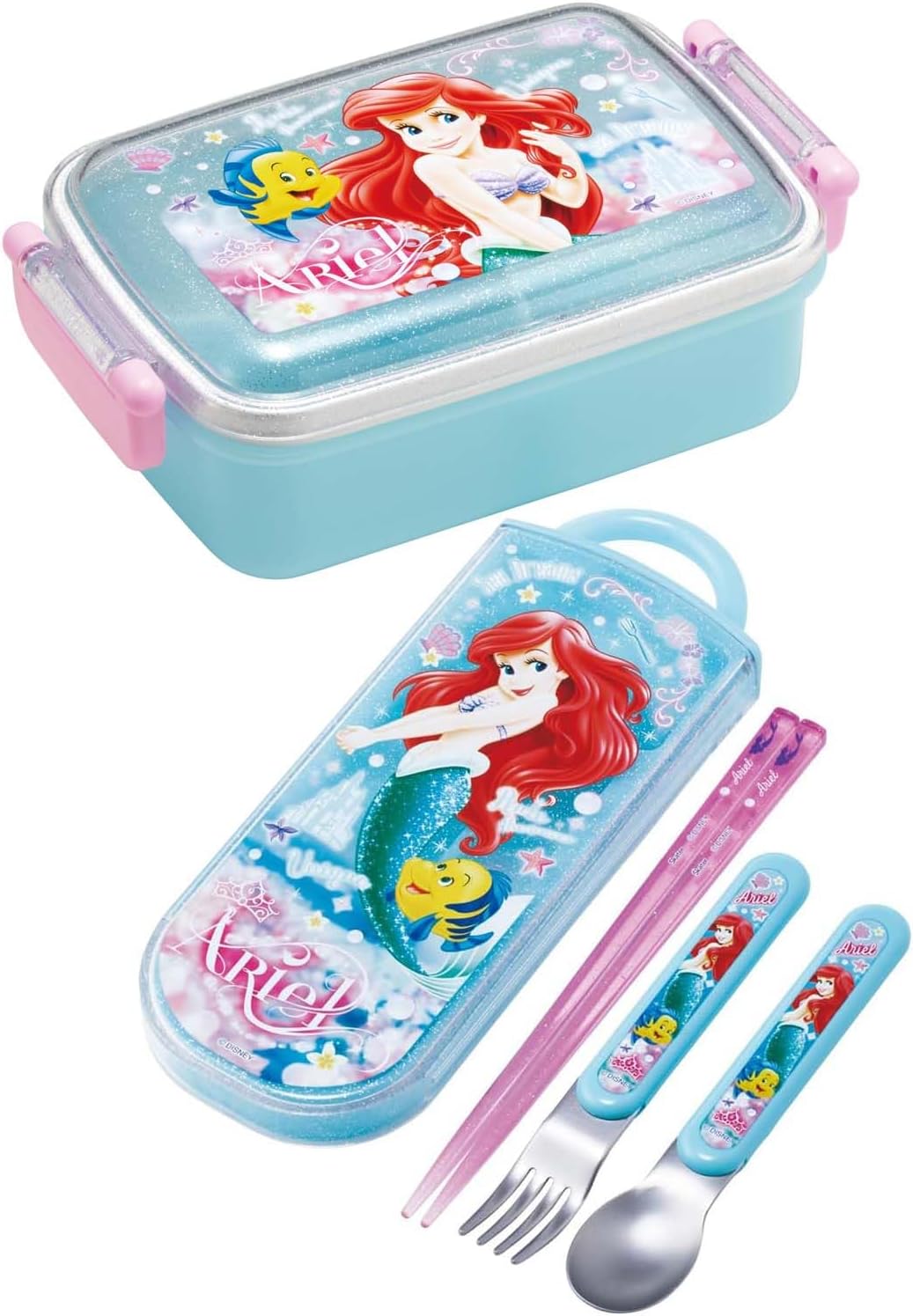 Skater (Skater) Bento Box for Kids, 450ml, Domed Lid for Easy Serving, Lunch Box, 1-Tier, Made in Japan, Disney, Ariel, 24, for Girls, RBF3ANAG-A