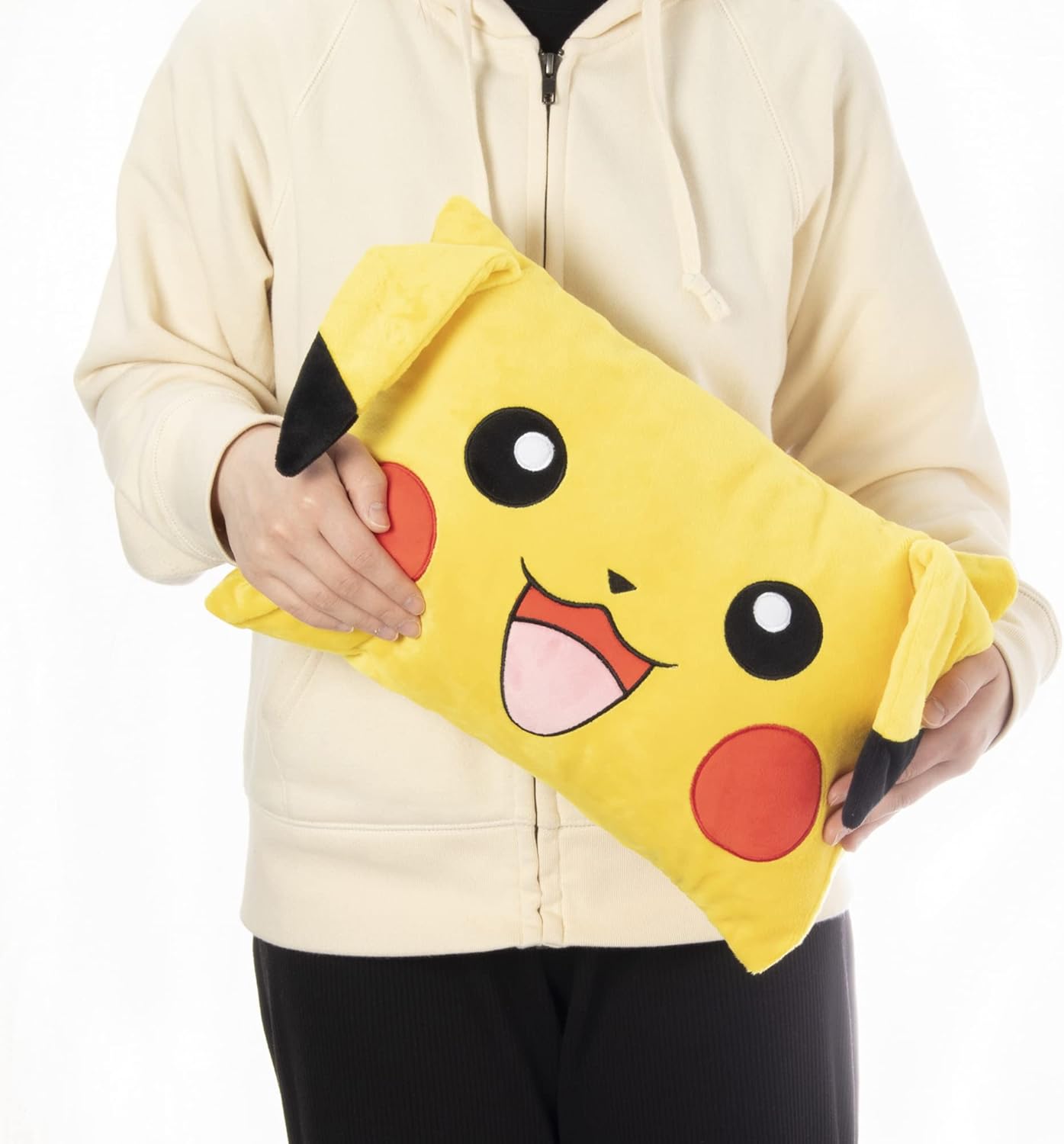 MORIPiLO Pokemon Pikachu Face Die-Cut Pillow, Small Size, Skin Friendly Micro Fabric, Goods, Plush Nap Pillow, 11.0 x 15.4 x 3.9 inches (28 x 39 x 10 cm), Yellow, Character Pillow Morisita