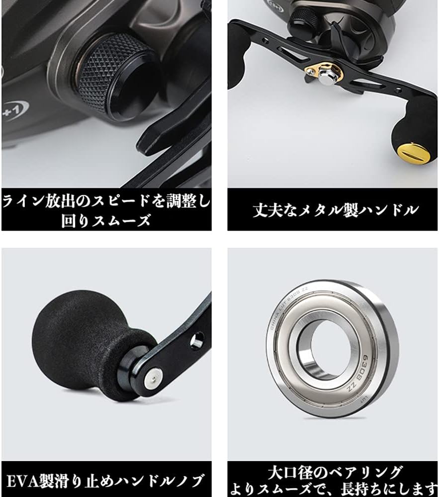 YU183 Reel, Great for Beginners, Bait Reel, Left Wind, Right Handle, Ultra Lightweight, Deep Groove Spool, Maximum Drag 17.7 lbs (8 kg), Gear Ratio 7.2:1, Aluminum Alloy Spool, For Sea,