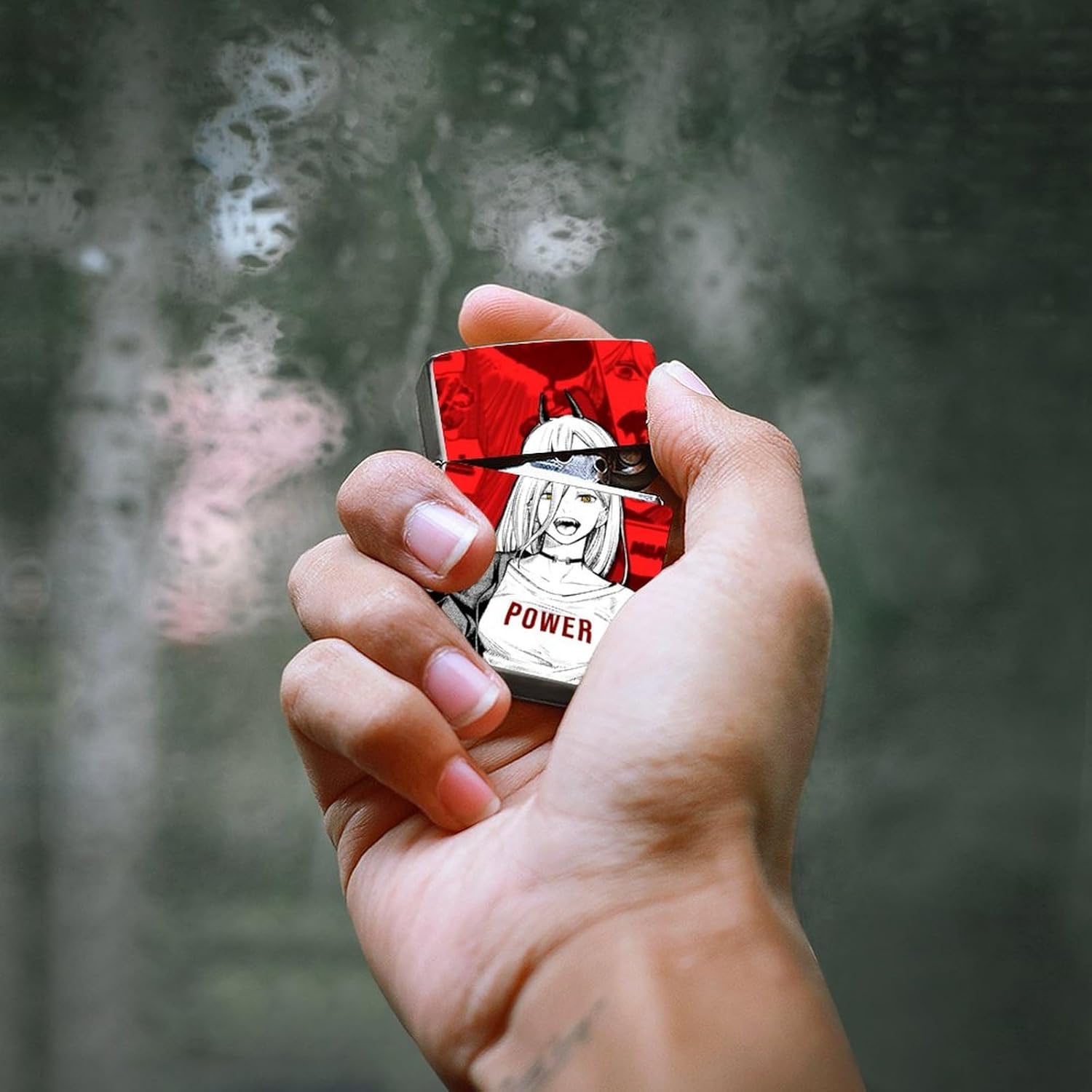 Zippo Lighter, Lighter Case, Outer Case, Chainsawman Anime Pattern, Surroundings, MoE Goods, Stylish, [Rust Proof, Aviation Metal Material, Abrasion-Resistant], Outer Protective Shell, Metal