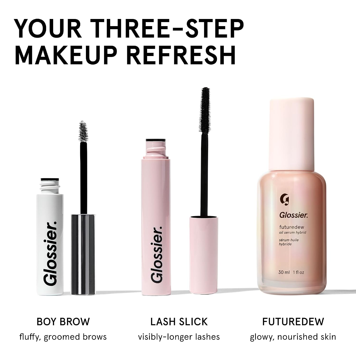 Glossier Lash Slick Lengthening Mascara, Black - Weightless Tubing Mascara + Conditioning Vegan Biotin & Japanese Fibers - Up to 12Hr Wear, Smudge Resistant, Precise Application, True Black, 0.29 oz