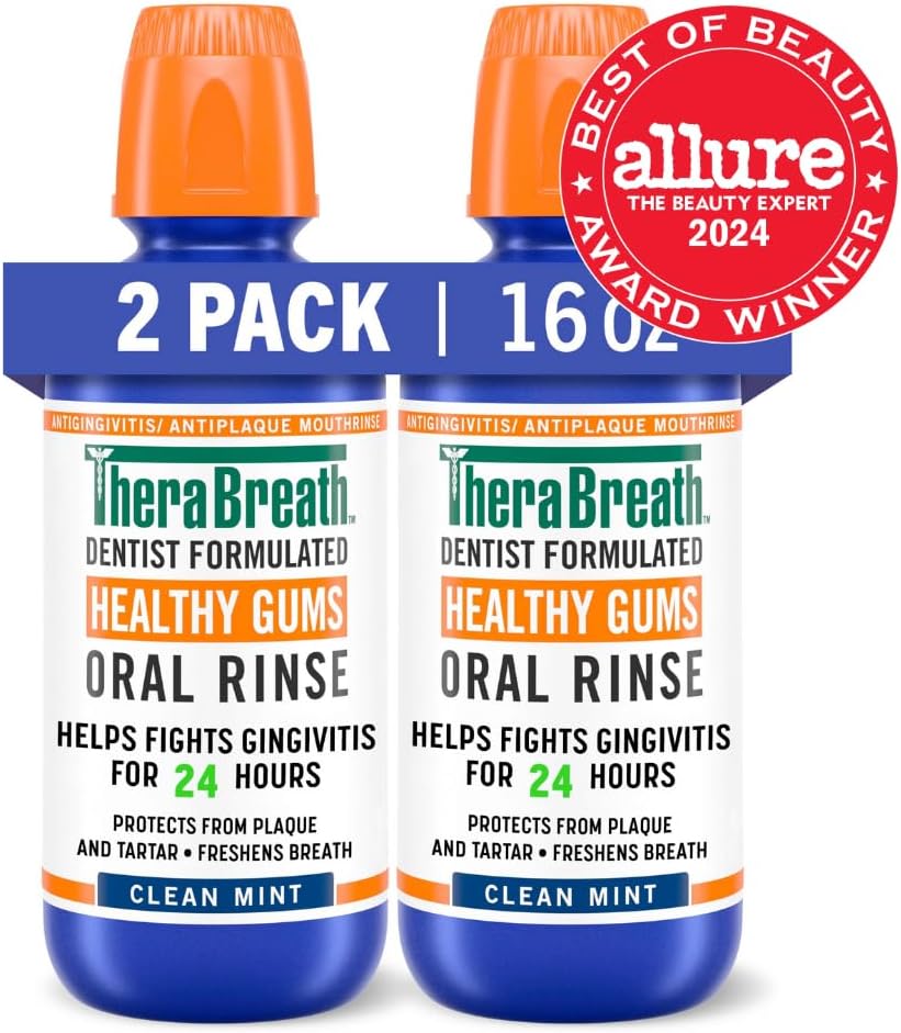TheraBreath , Encías saludables, periodontistas de 24 horas, formulada enjuague oral de CPC, menta limpia, 16 fl oz (paquete de 2)