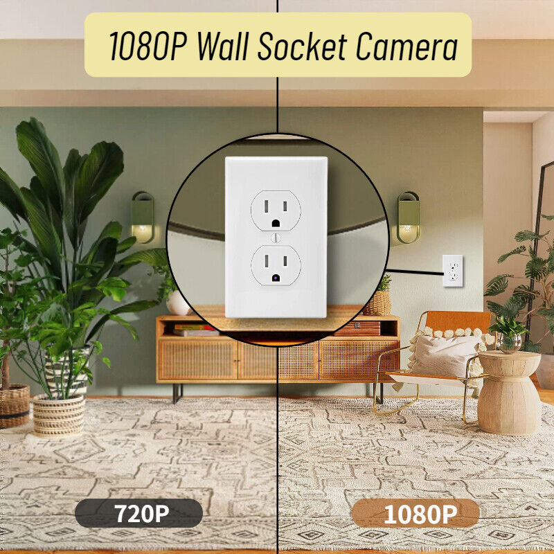 NEW! AC Wall Outlet Video Recorder 1080p HD WiFi IP Home Security Nanny Camera