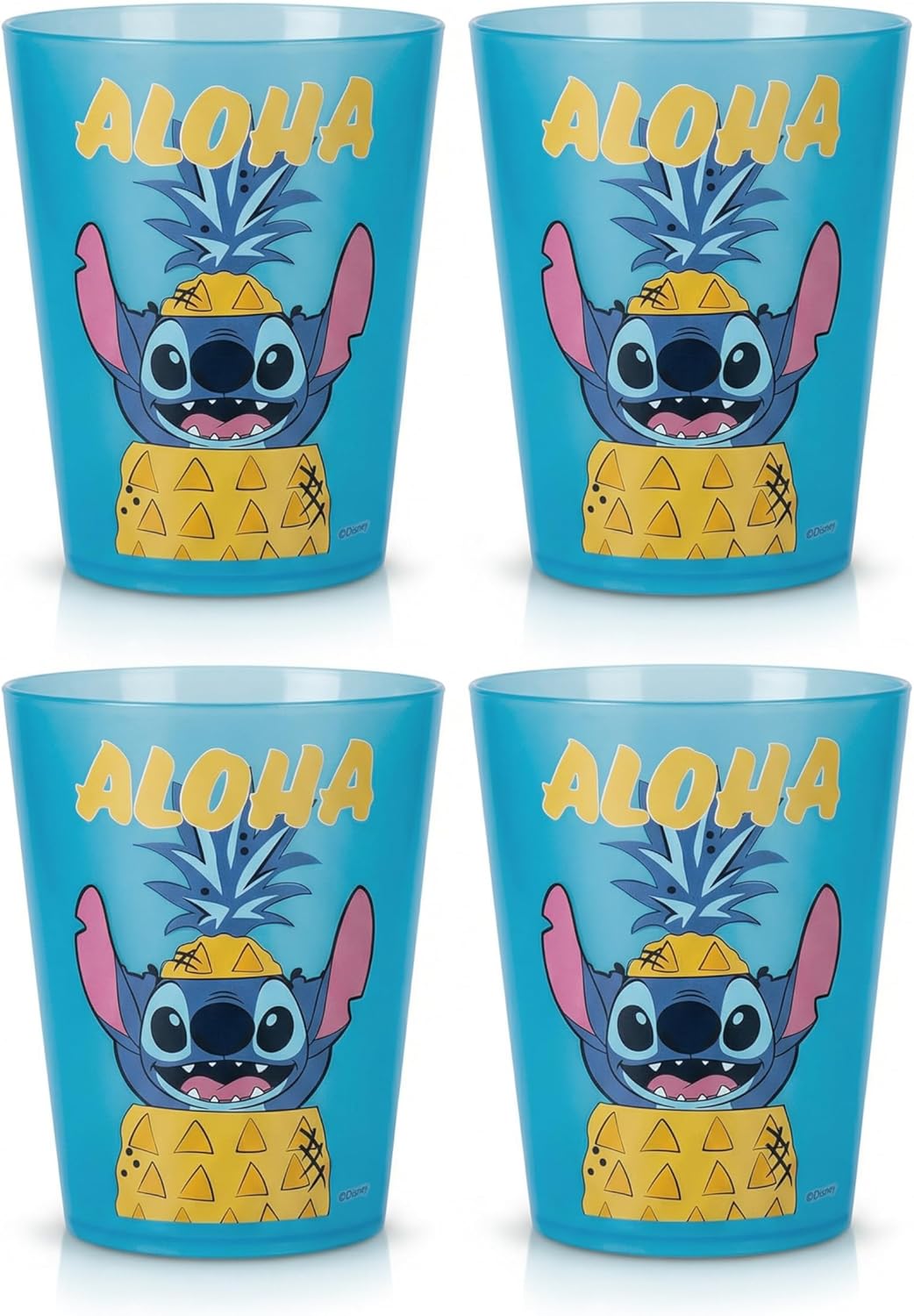 Vasos de plástico reutilizables de Disney – Paquete de 4 vasos de plástico para beber de 16 oz con diseños de Mickey, Stitch, Pooh o Disney100 – Sin BPA, apilables, seguros para lavavajillas en la