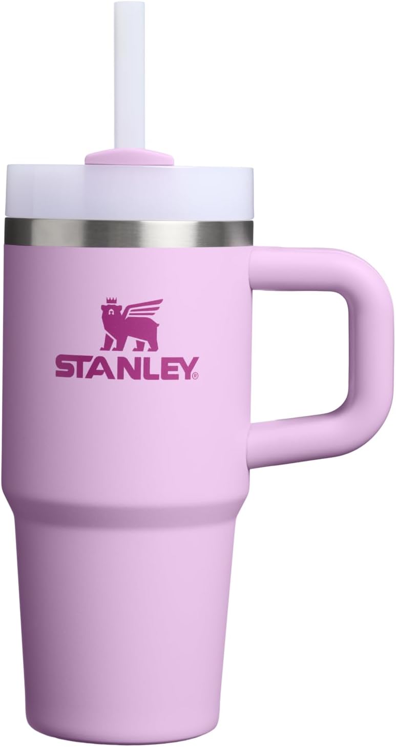 Stanley Quencher H2.0 - Vaso de acero inox. con asa, pajilla y tapa FlowState giratoria de 3 posiciones; aislamiento térmico/sin BPA; apto p/portavaso p/viaje; 30 oz, coral dorado (Goldenrod Coral)