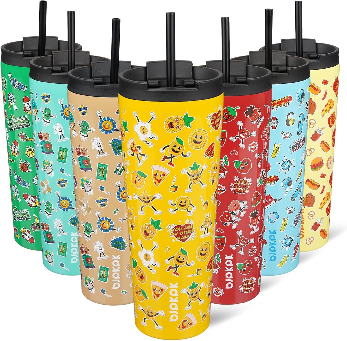 BJPKPK - Vaso de acero inoxidable con aislamiento, tapa y pajilla, taza de café para viaje, de 18 onzas, diseño de laguna