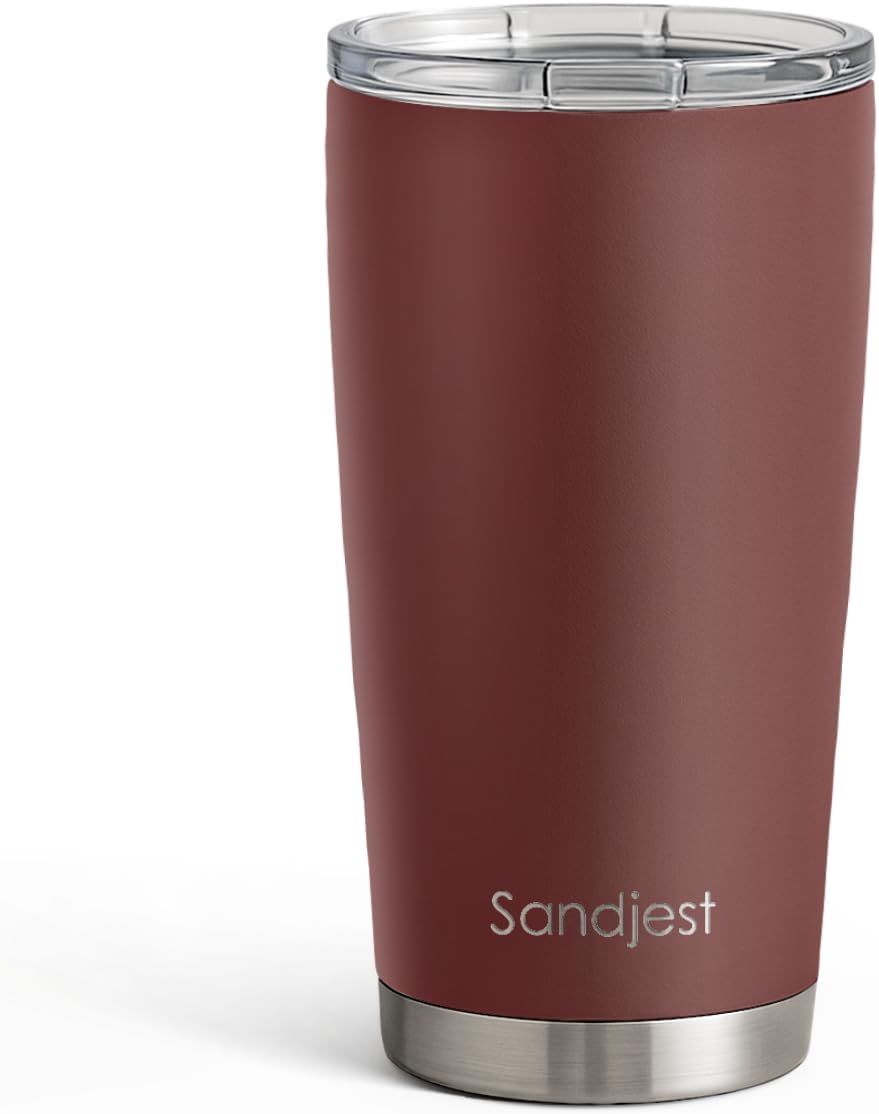 SANDJEST Vaso de acero inoxidable de 20 onzas, taza aislada al vacío de doble pared con tapa, taza de café de viaje para mujeres, niñas, amigos, hermanas, cumpleaños, Navidad (turquesa pálido)
