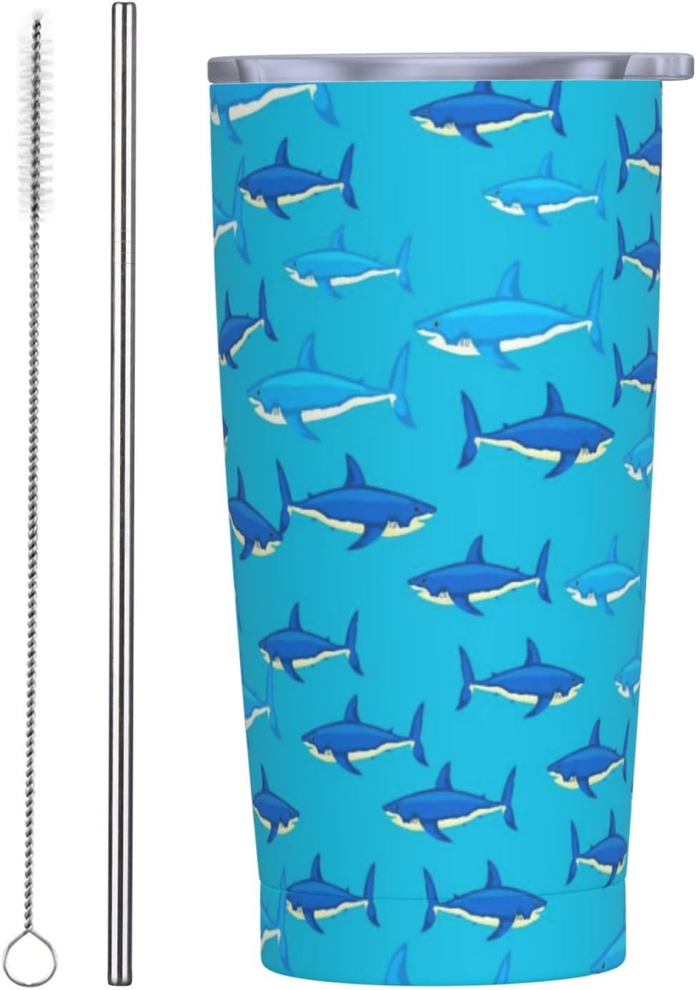 Dragonfly - Vaso de 20 onzas con tapa y popote para mujeres y hombres, taza aislada con diseño de libélula rosa y azul, para amantes de los animales, vaso de acero inoxidable de doble pared