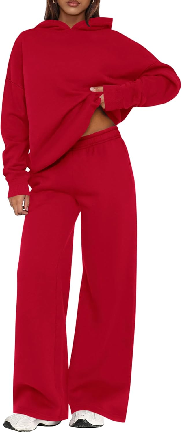 PRETTYGARDEN - Conjunto deportivo de 2 piezas para mujer, sudadera con capucha de manga larga, pantalones deportivos holgados y anchos, para otoño