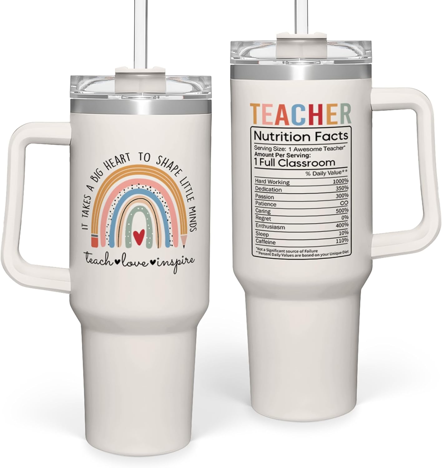 Regalos de enfermera para mujeres, vaso de enfermera con asa, taza de café de acero inoxidable de 40 onzas con tapa con pajilla, regalo de enfermería para enfermeras, regalo de agradecimiento para