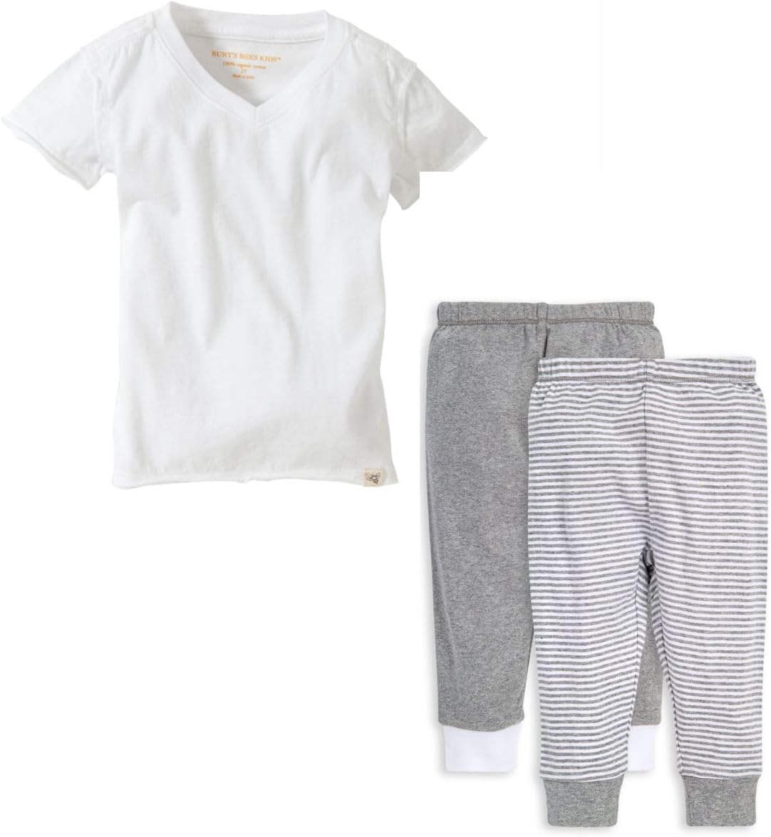 Burt's Bees Baby conjunto de camisa y pantalón para bebé niño, conjunto de camiseta de manga larga y pantalón, 100% algodón orgánico