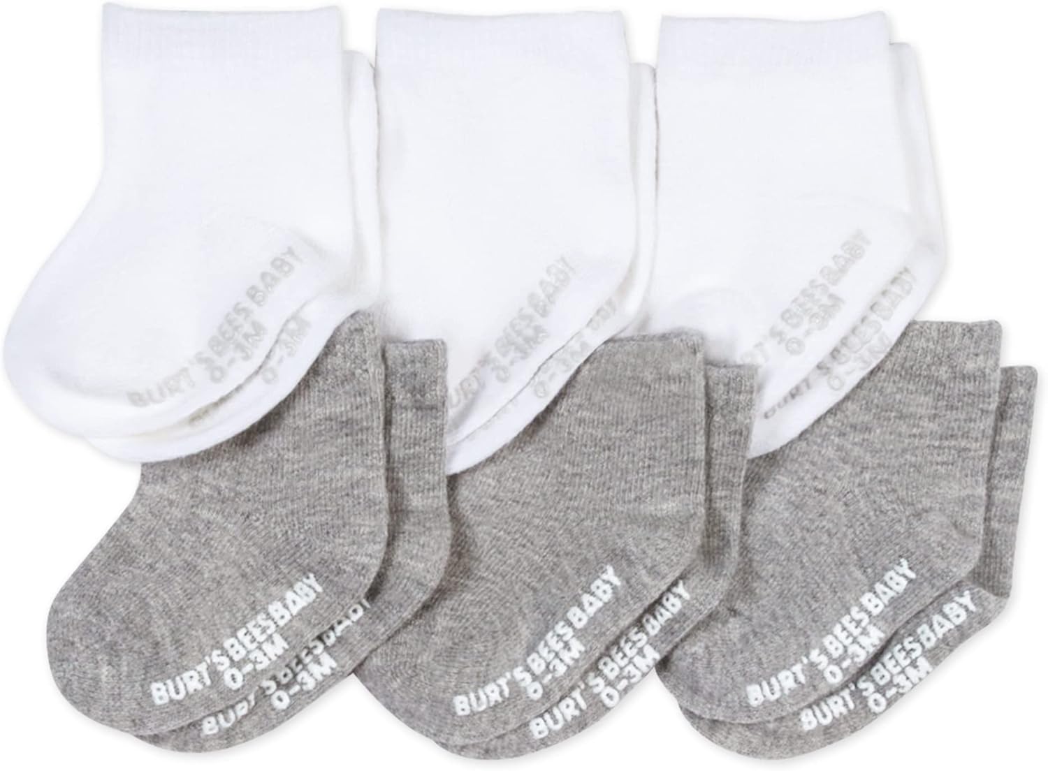 Burt's Bees Baby Calcetines de tobillo para bebés niñas con agarres antideslizantes (paquete de 6) | Soft, stretchy cotton blend ankle socks feature a stay-put ankle rib band and keep socks on feet