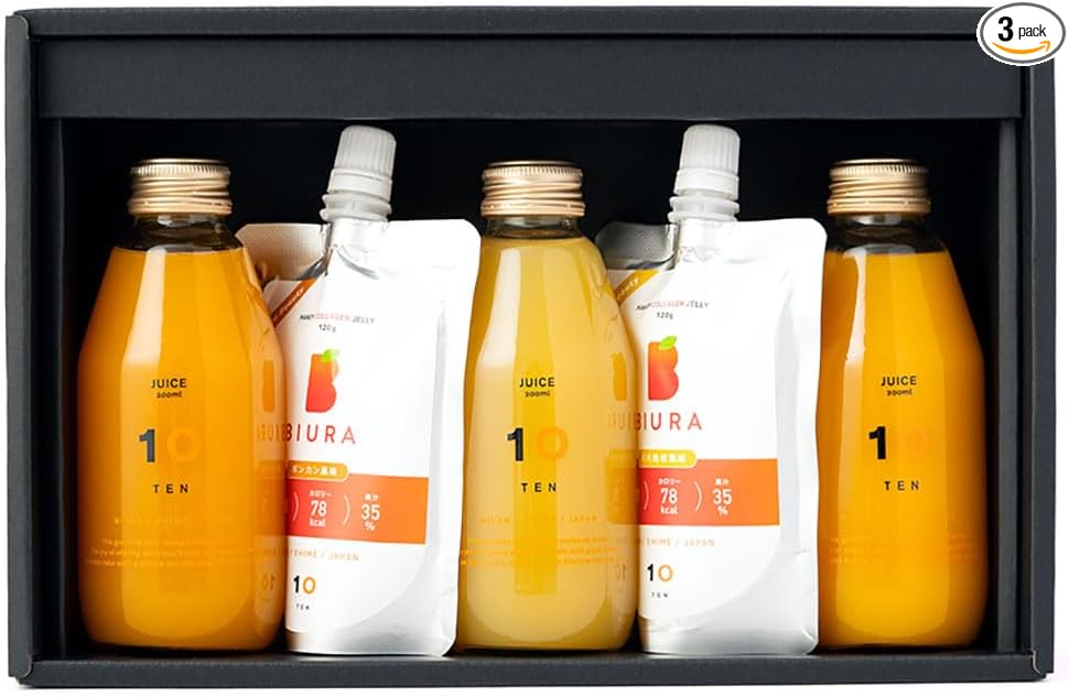 TP561GI 10FACTORY Gift Ehime Mandarin Juice, Ehime Mikan, 100% Juice, 10 Bottles (6.8 fl oz (200 ml), Set of 10 Types, Boxed, Wrapped, Compatible with Iron Paper, Tote Bag Included, High Quality, No Additives, Made in Japan, For Home Celebrations