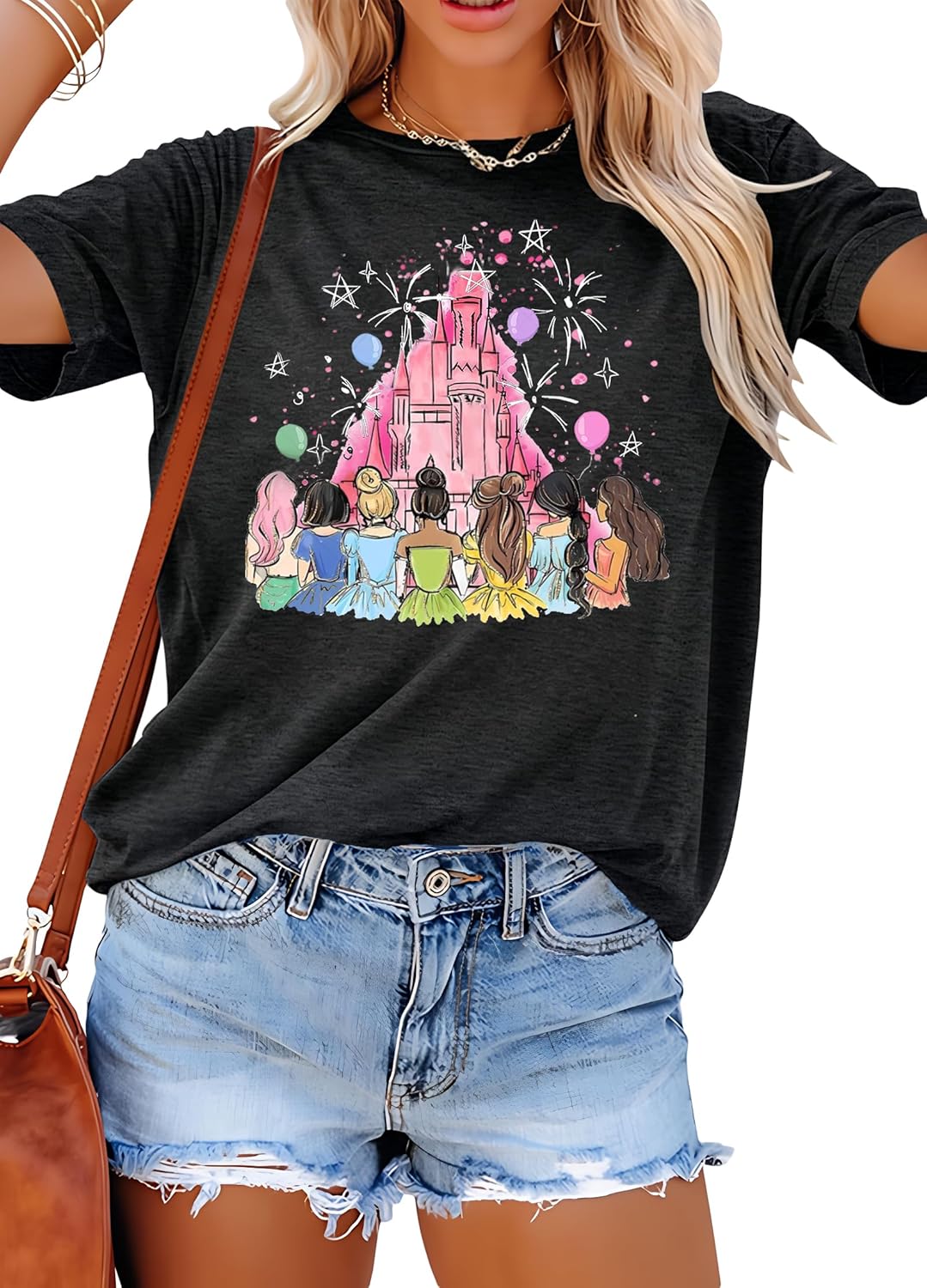 Camisetas de princesa mágica para mujer: camiseta de Magic Kingdom, camiseta de princesa, divertida camiseta familiar para vacaciones, camiseta casual para vacaciones