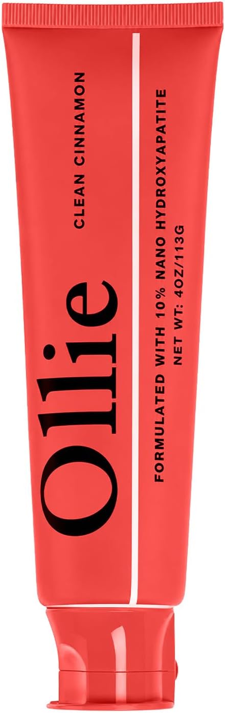 Ollie Pasta de dientes 10% Nano hidroxiapatita sin flúor para esmalte remineralizante, dientes sensibles y blanqueamiento, menta limpia, 4 onzas (paquete de 1)