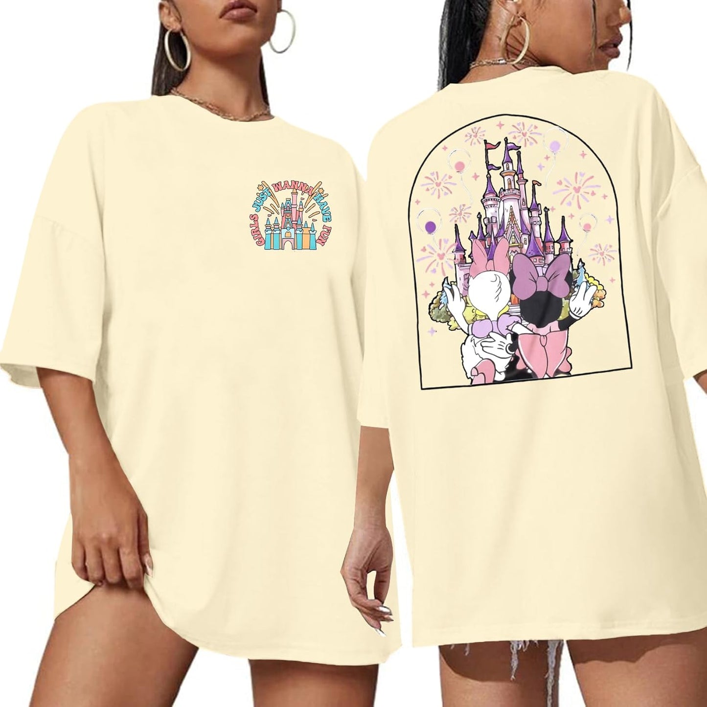 Camisa del Reino Mágico para Mujer Niñas Solo Quieren Diviertirse Camiseta de Viaje de Niñas Linda Camiseta Mágica Tops de Vacaciones de Verano