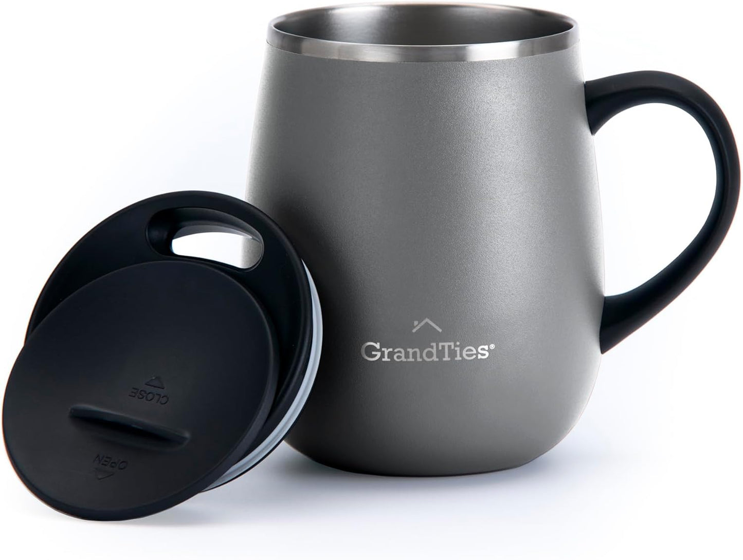 GRANDTIES 19 Colors Premium Vacuum Insulated Mug, 16.2 fl oz (460 ml), Mug with Easy Open Slide Lid, Stainless Steel, Double Wall Vacuum Insulation, Hot & Cold Protection, Popular in Office (Atlantis