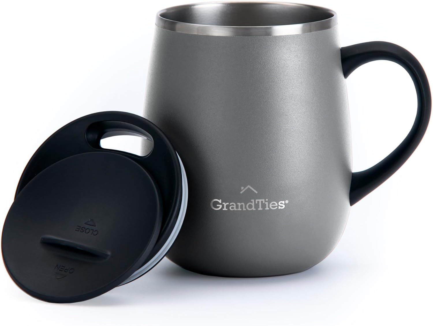 GRANDTIES 19 Colors Premium Vacuum Insulated Mug, 16.2 fl oz (460 ml), Mug with Easy Open Slide Lid, Stainless Steel, Double Wall Vacuum Insulation, Hot & Cold Protection, Popular in Office (Atlantis