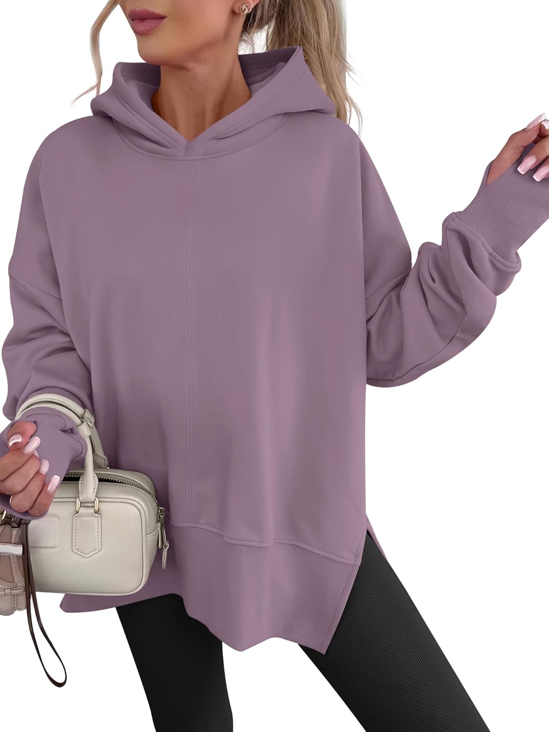 ANRABESS Sudaderas con capucha de gran tamaño para mujer, manga larga, forro polar, con abertura lateral, sudaderas con capucha y sin botones, trajes de otoño 2026, ropa Y2K