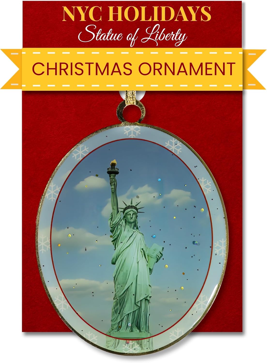 Adorno Love Bridge in Central Park Winter New York, coleccionable de Navidad de Nueva York, latón de doble cara con purpurina y epoxi, caja de regalo, 2.5 x 3 pulgadas por ArtMalore