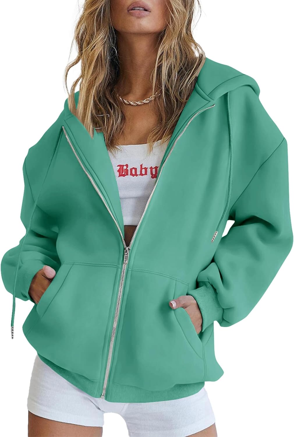 PRETTYGARDEN Sudaderas con capucha Y2K con cremallera para mujer, estilo casual, manga larga, para otoño e invierno, chaquetas con bolsillos