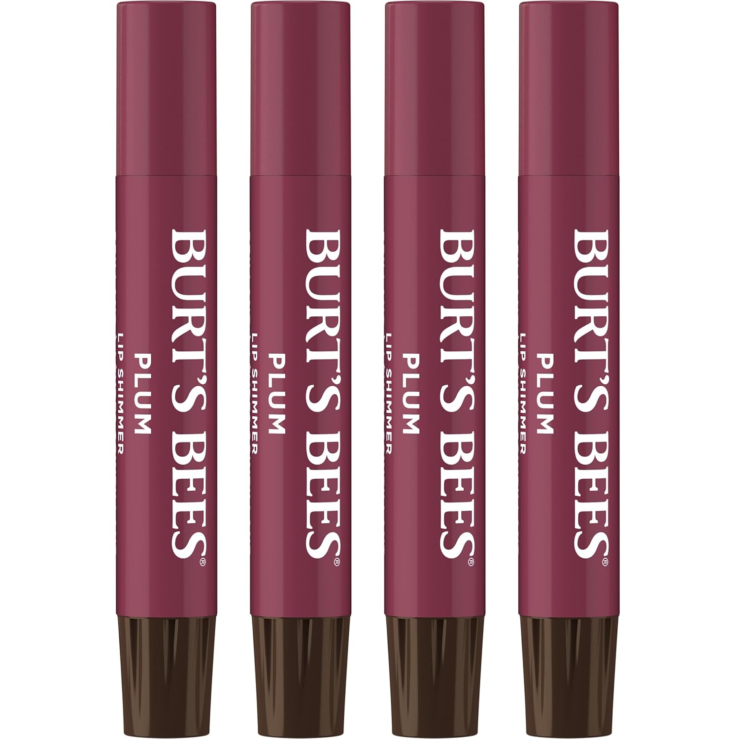 Burt's Bees Shimmer - Juego de tinte labial tintado, hidratante para hidratación durante todo el día con acabado pigmentado brillante y color construible, champán (paquete de 4)