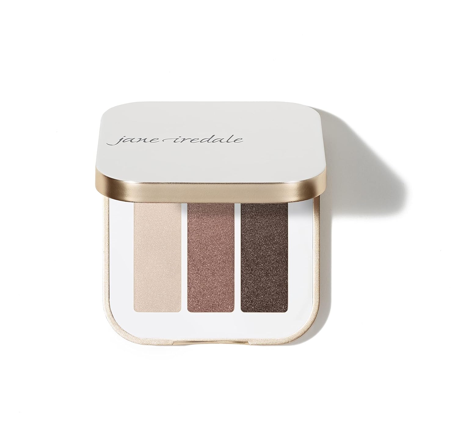 Sombra de ojos PurePressed triple de jane iredale, color mineral altamente pigmentado, fórmula de larga duración y resistente a arrugas, segura para ojos sensibles