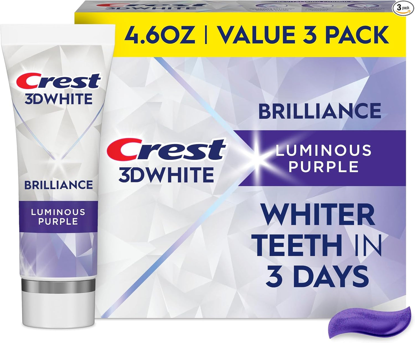 Crest 3D White Advanced, Teeth Whitening Toothpaste for Adults, 3.7 oz, 4 Pack, Cavity Protection Fluoride Toothpaste, Strengthens Enamel, Travel Size Toiletries
