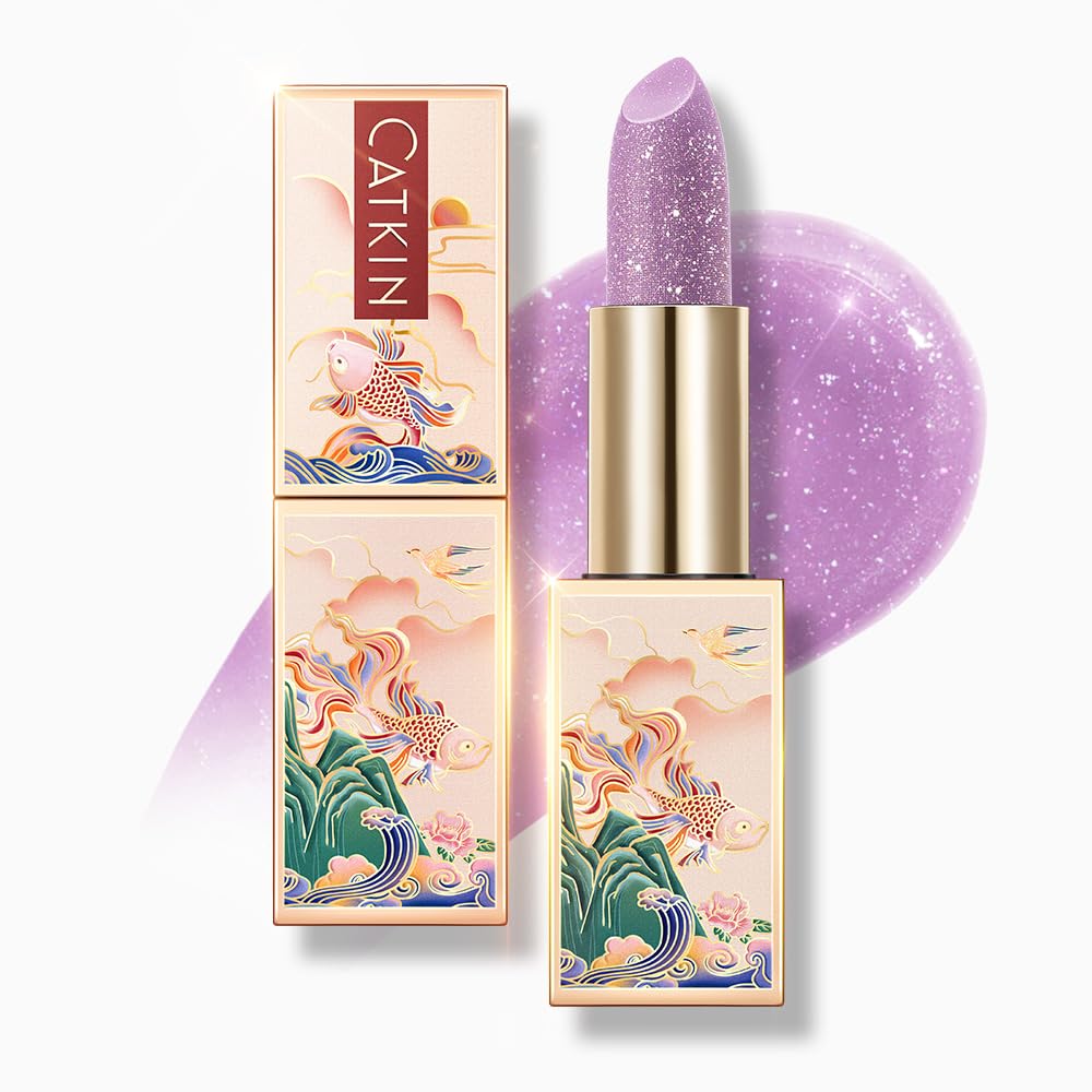 CATKIN Bálsamo labial tintado con purpurina para labios ultra hidratante, humectante labial, cuidado de labios con vitamina E nutritivo para labios agrietados y secos, 0.12 onzas, C15 Destiny, rojo