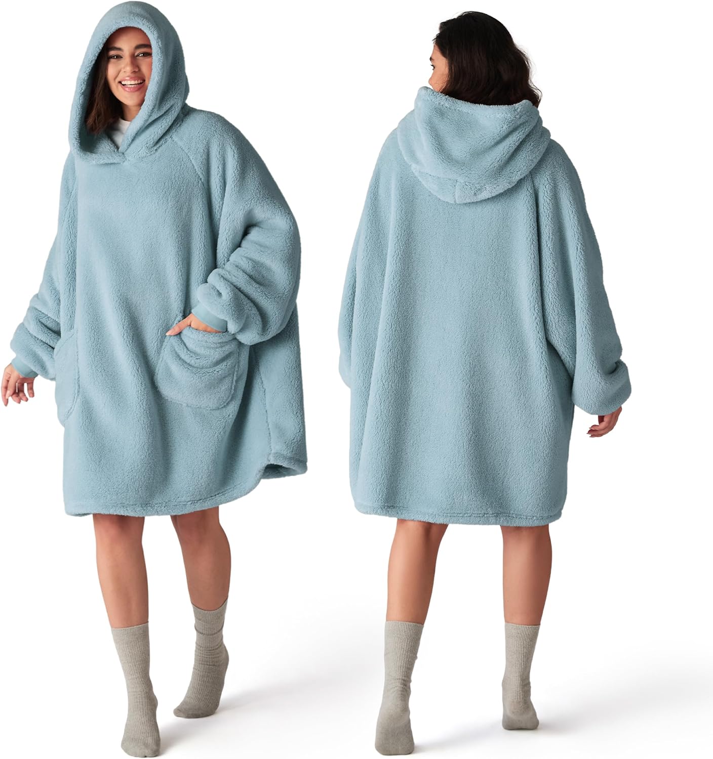 Bedsure Mantas Ponibles con Capucha, Regalos de Navidad para Mujeres, Esposa, Novia, Regalos de Cumpleaños Cálidos y Acogedores para Ella, Esposa, Sudadera Suave y Esponjosa, Mantas con Capucha de