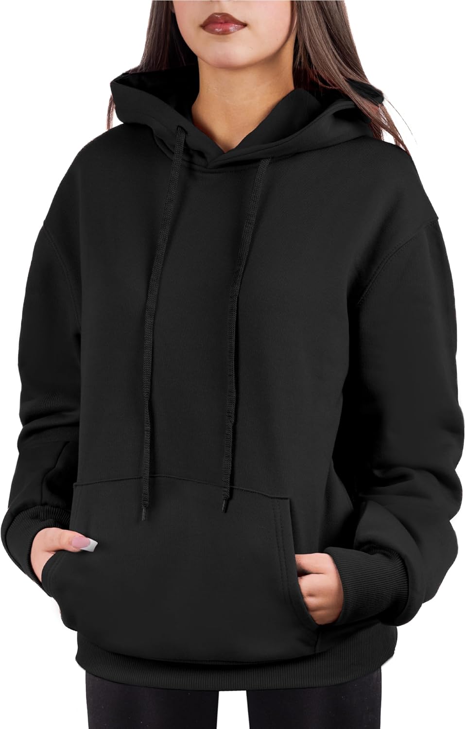 Sudadera de gran tamaño con capucha para mujer, mezcla de algodón y forro polar suave, acogedora sudadera para todos los días