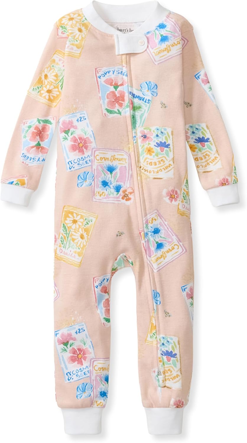 Burt's Bees Baby Unisex Footless Sleeper Pajama, 1-Pc Zip-Up Footie Pajama | Snug-fit organic cotton footless PJs features an easy 2-way zipper for easy nighttime changes
