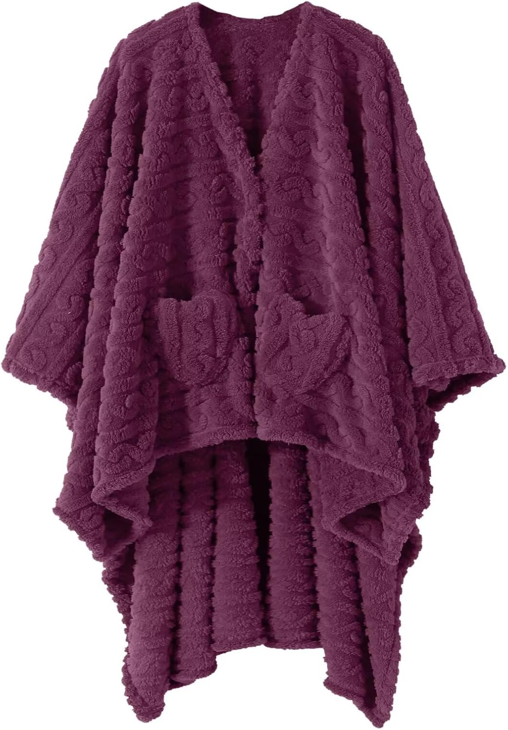 Manta de Poncho para adulto, acogedora manta de forro polar Sherpa con bolsillos para la oficina y el salón (verde, 58 x 64 pulgadas)