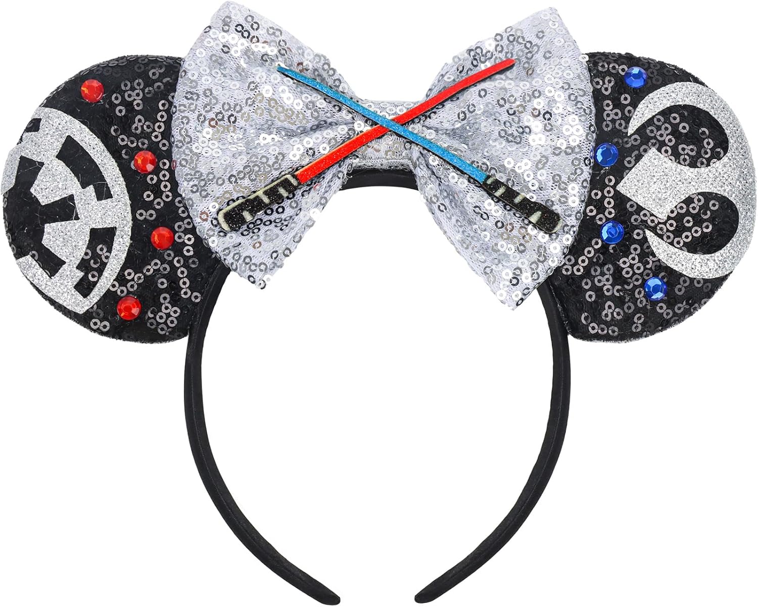 ETLUK - Diadema con orejas de ratón, orejas de animal con lazo de lentejuelas para mujeres y niñas, orejas de parques para accesorios de cosplay, fiesta (León)