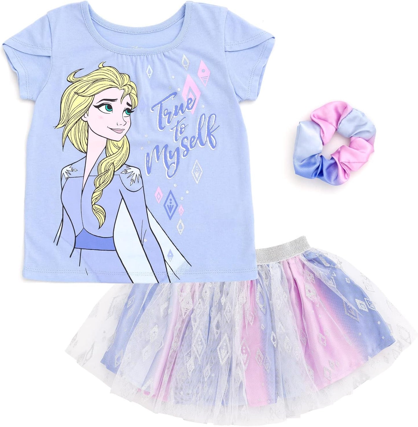 Disney Princess - Conjunto de camiseta y falda tutú para niña con coletero