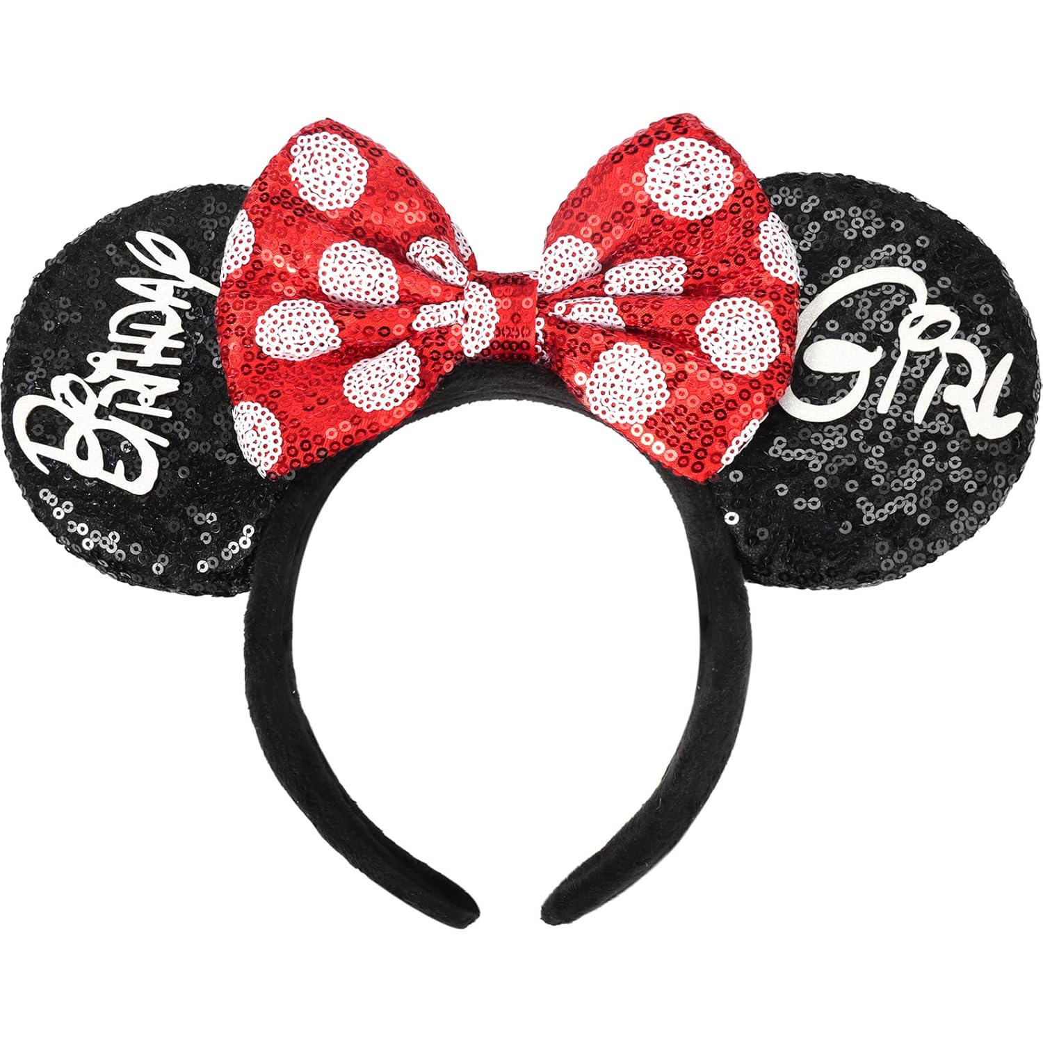 ETLUK - Diadema con orejas de ratón, diademas con orejas de ratón y lazo de lentejuelas para mujeres y niñas, accesorios de cosplay, decoración para fiestas (rojo)