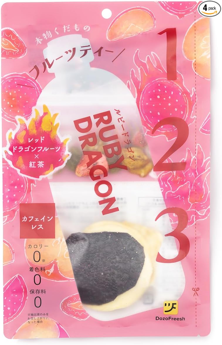 DozoFreesh Fruit Tea Dried Fruit Tea Non-Caffeinated Consumed Tea Tea Bag No Sugar Added Zero Calories Gift 4-pack