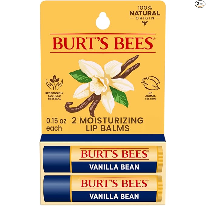 Burt's Bees Bálsamo labial – Cera de abeja original, hidratante labial con cera de abejas de origen responsable, sin tinte, tratamiento acondicionador de origen natural, 2 tubos, 0.15 onzas.
