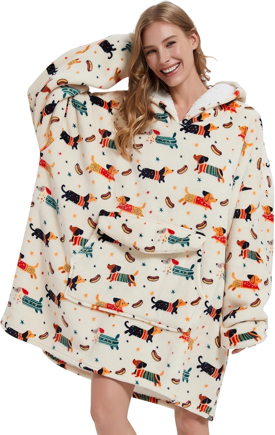 Mewkou - Manta con capucha de vestir para adultos, sudadera con capucha de forro polar sherpa de gran tamaño para mujeres y hombres, dinosaurio fósil que brilla en la oscuridad