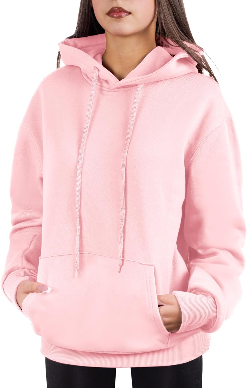 Sudadera de gran tamaño con capucha para mujer, mezcla de algodón y forro polar suave, acogedora sudadera para todos los días