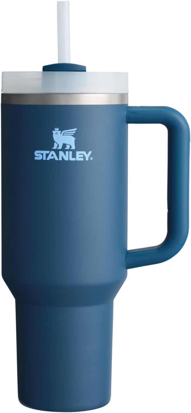 Stanley Quencher H2.0 - Vaso de acero inox. con asa, pajilla y tapa FlowState giratoria de 3 posiciones; aislamiento térmico/sin BPA; apto p/portavaso p/viaje; 30 oz, coral dorado (Goldenrod Coral)