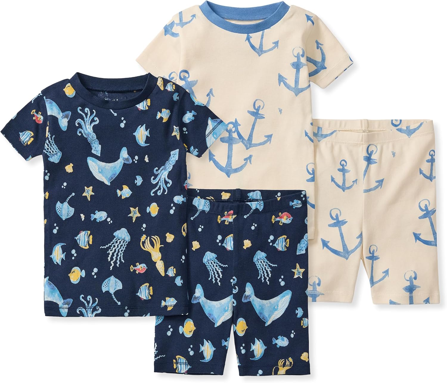 Burt's Bees Baby Pijama unisex de algodón, camiseta de manga corta de 2 piezas y pantalones cortos | Snug fitting, yet comfy warm weather pajamas sets are made in our classic rib fabric